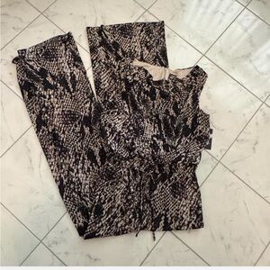 Vince Camuto Black and Cream Patterned Jumpsuit
